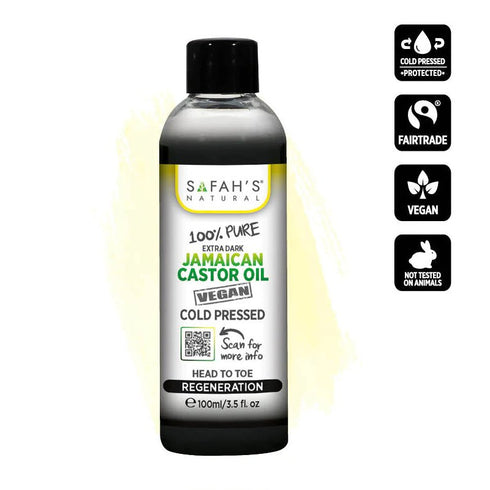 Safah's natural Cold pressed 100% pure Extra Dark Jamaican Black Castor oil 100ml
